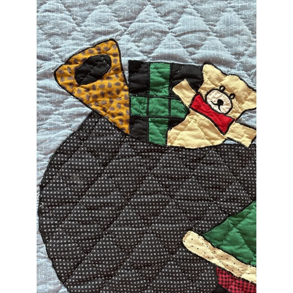 Vintage Christmas Santa Quilted Curtain Panel / Blanket Santa Present‎ Bag